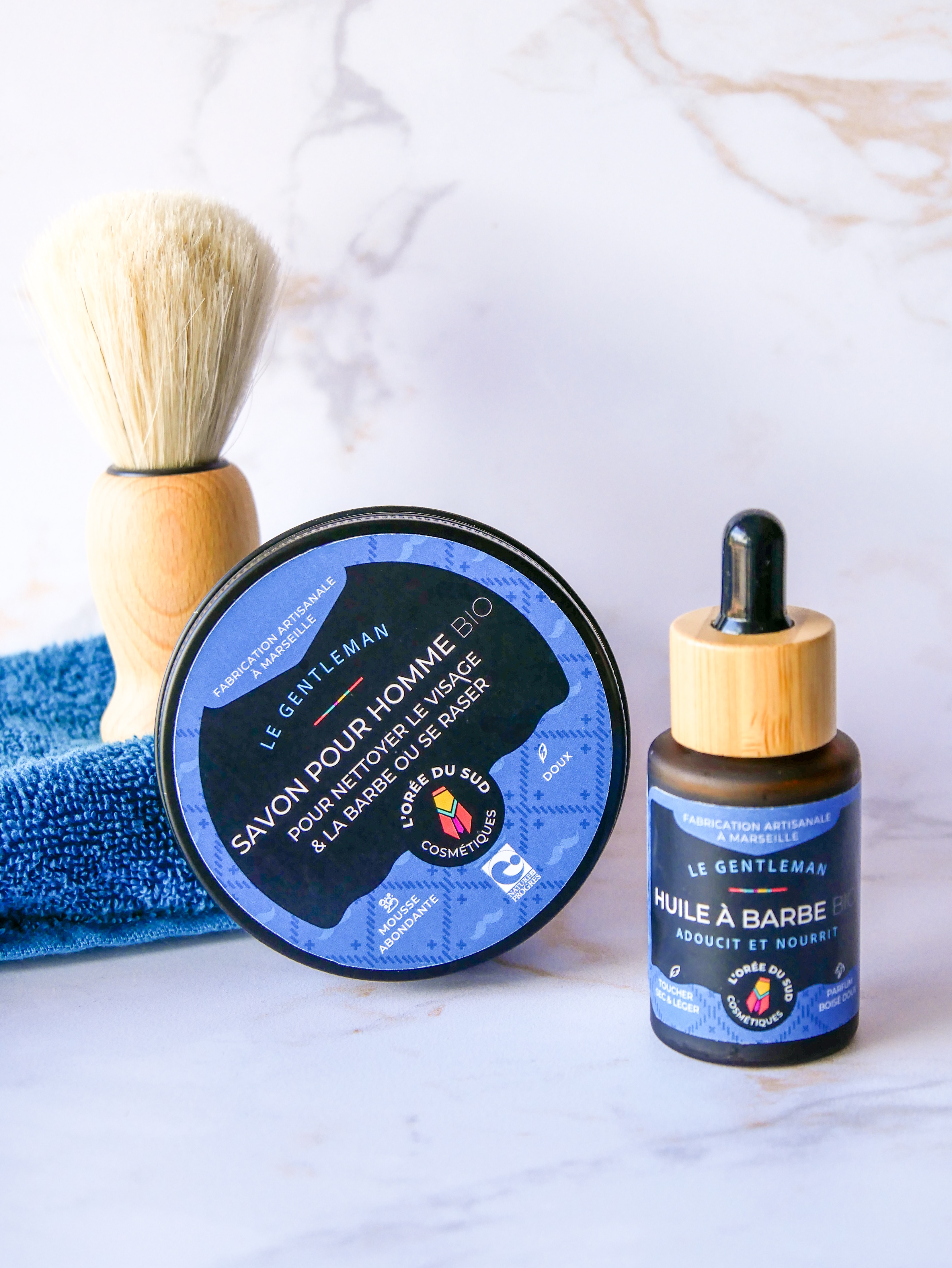 coffret trio essentiel pour hommes, barbe, blaireau savon à raser huile à barbe, fête des pères, soin homme, soin bio, cosmétique bio, cosmétique naturel, barber shop